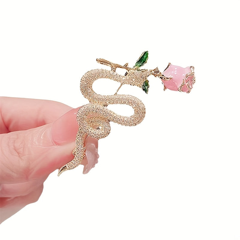 Rose Bouquet Brooch with Rhinestone Detailing for Sweaters and Suits