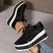 Women Square Toe Platform Shoes Thick Sole Non-Slip Lightweight