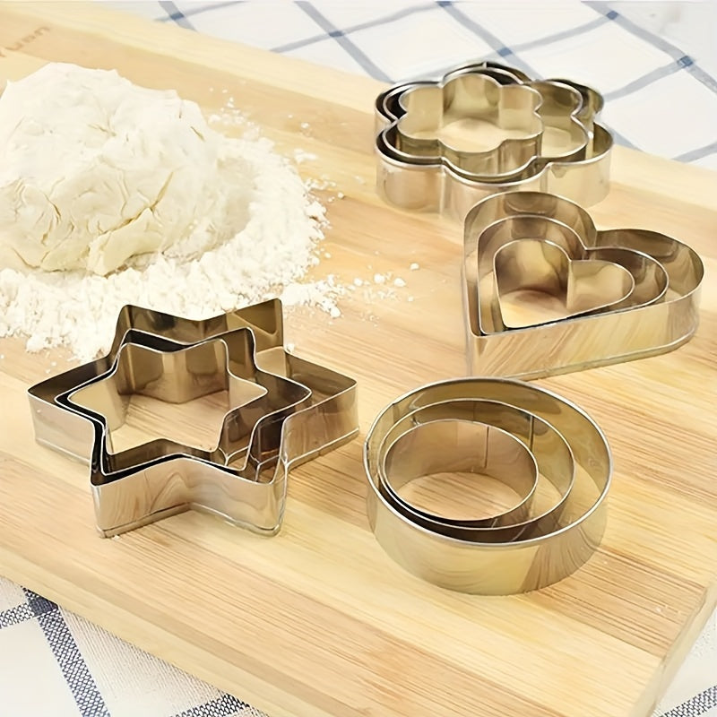 Set of 12 Stainless Steel Cookie Cutters for Christmas Halloween Thanksgiving Baking and Biscuits