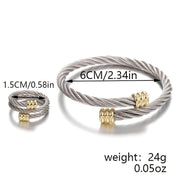 Hip Hop Jewelry Set with Vintage Open Bangle and Open Ring for Women