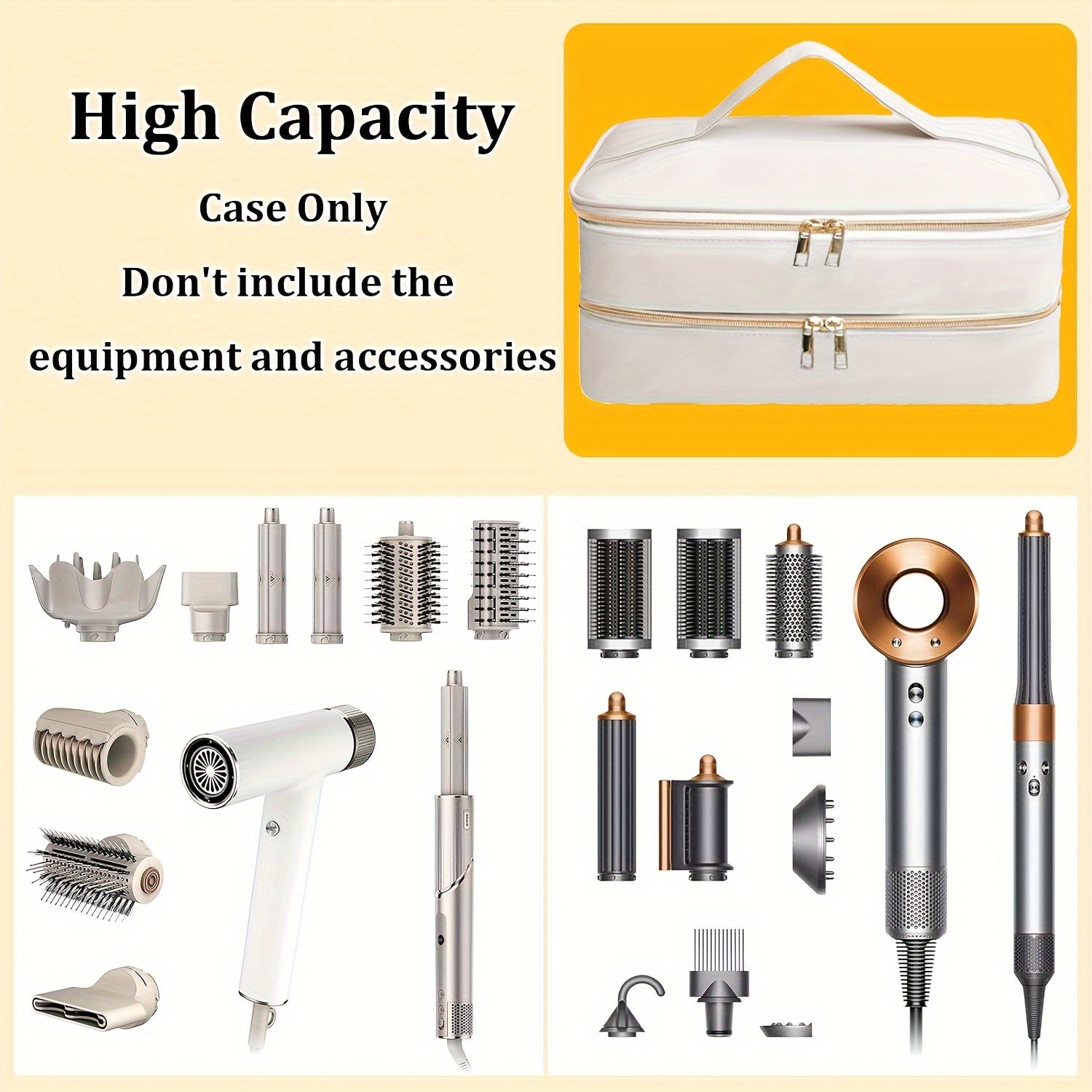 Estuche de secador de pelo de viaje unisex con bolsa organizadora a prueba de agua, resistente a arañazos y de doble capa en blanco, negro y azul