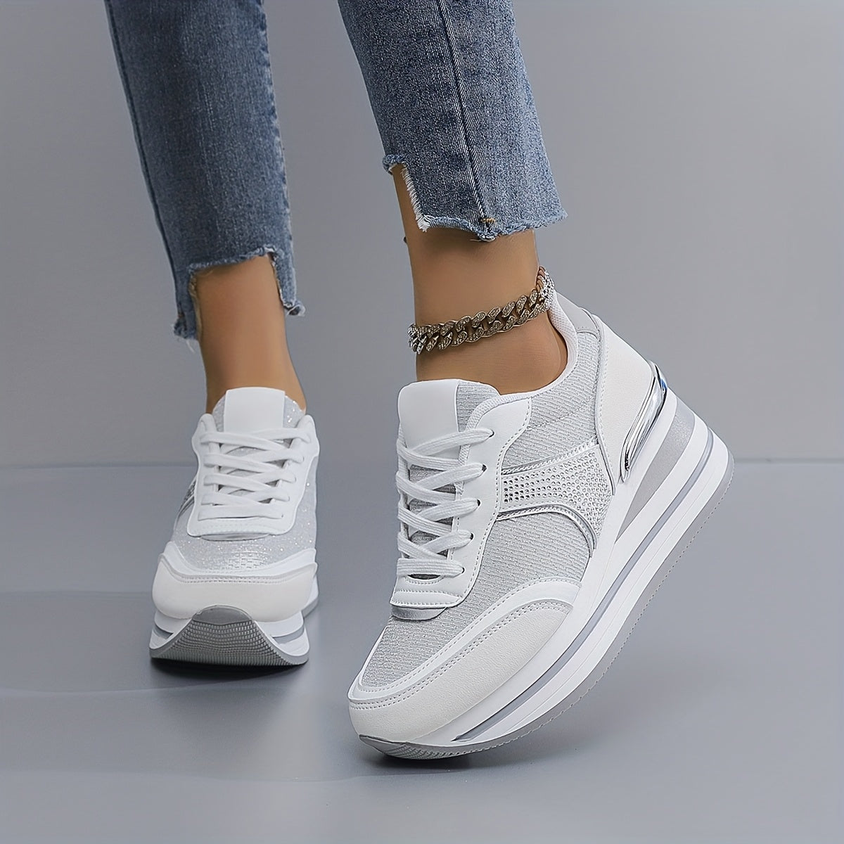 Women's Mesh Casual Sneakers With Thick Soles All-Season Breathable