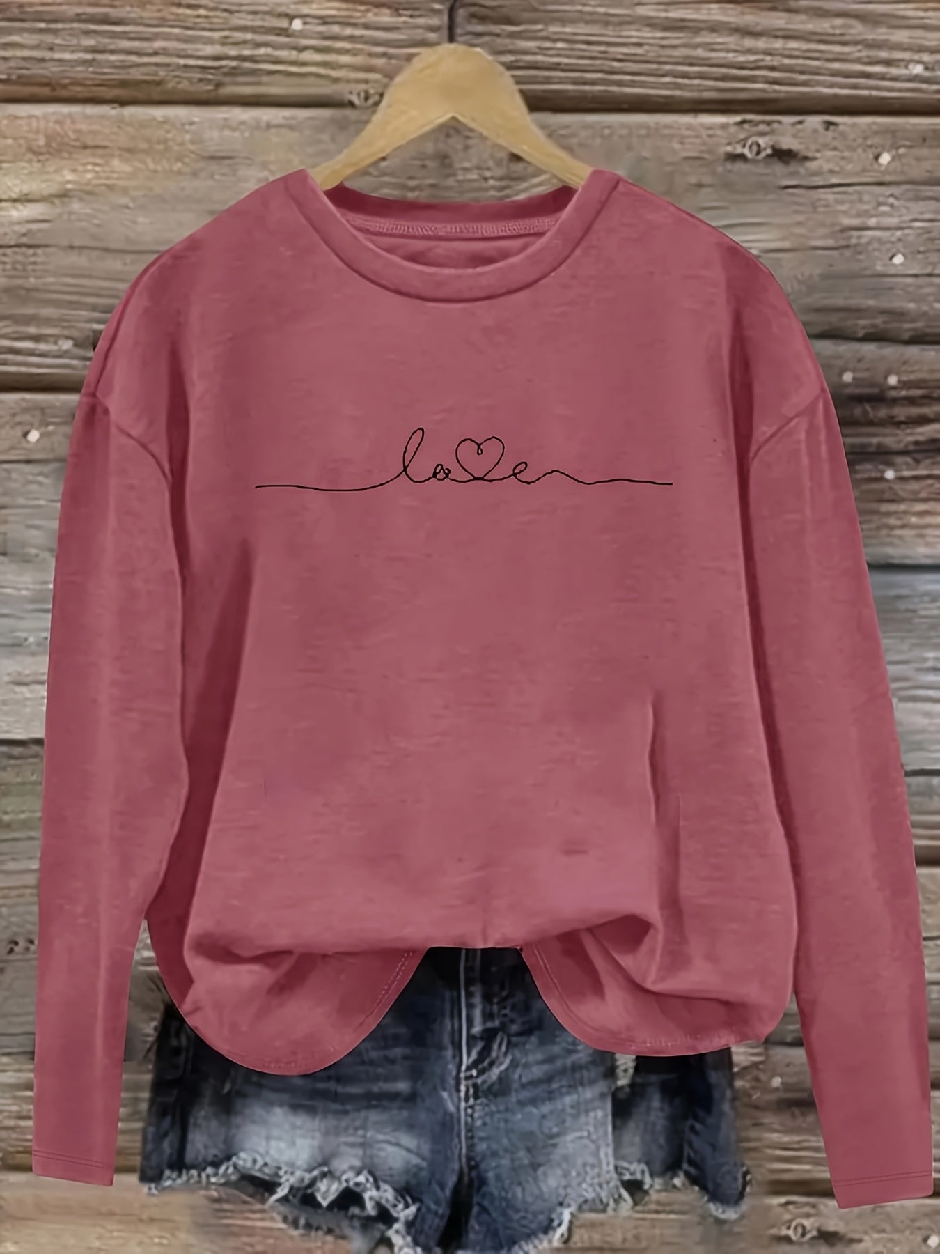 Women's Long Sleeve Cotton Casual Tops Set with Geometric Prints in Pink Blue Purple