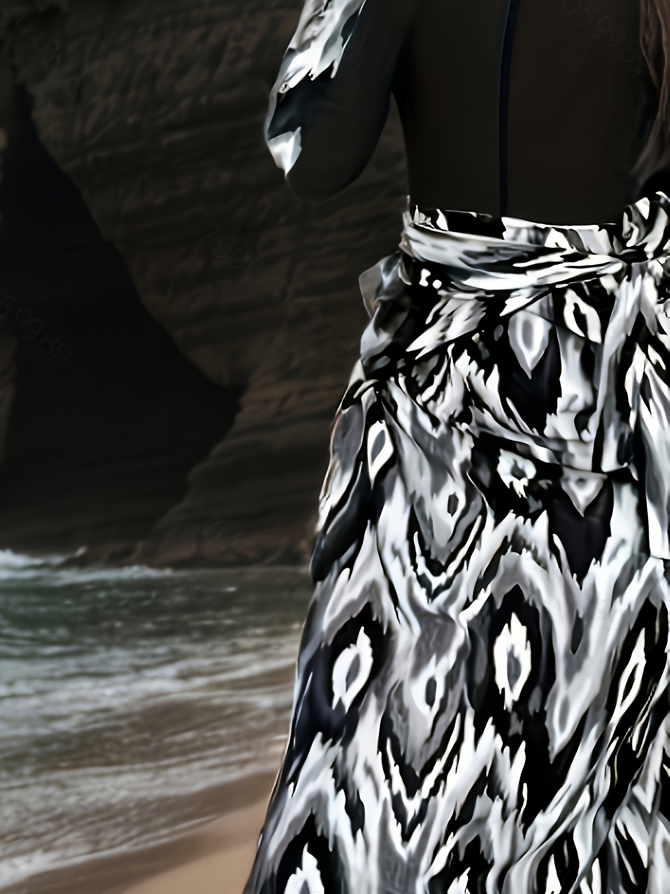 Women's Middle Eastern Swimwear Polyester Nylon Asymmetrical Double-Color Check Sleeveless High Stretch