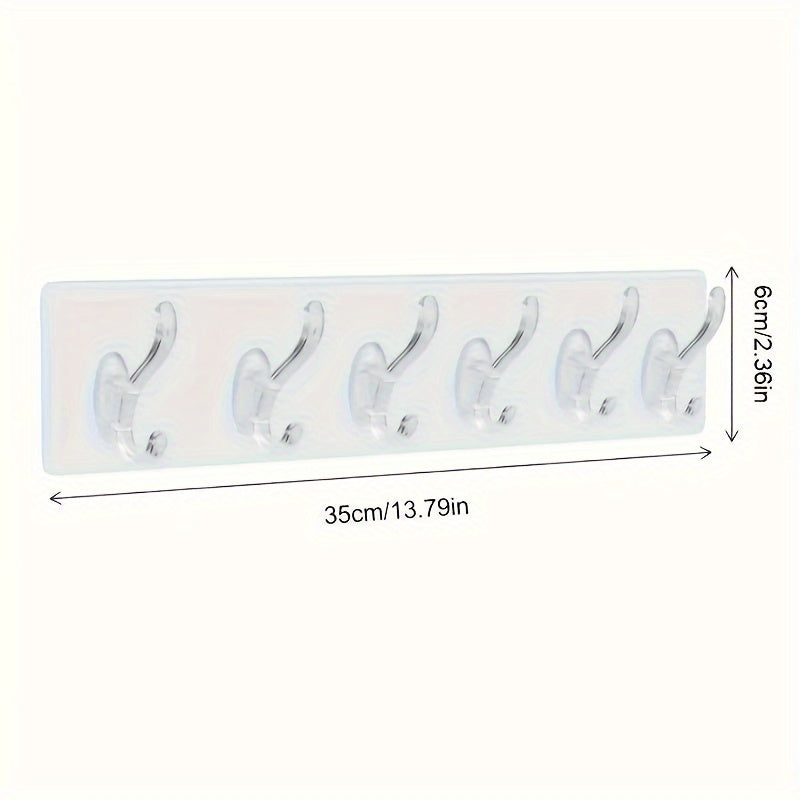 Multi-Purpose Six-Row Wall Hooks for Doors Kitchen Bathroom Living Room Heavy Duty