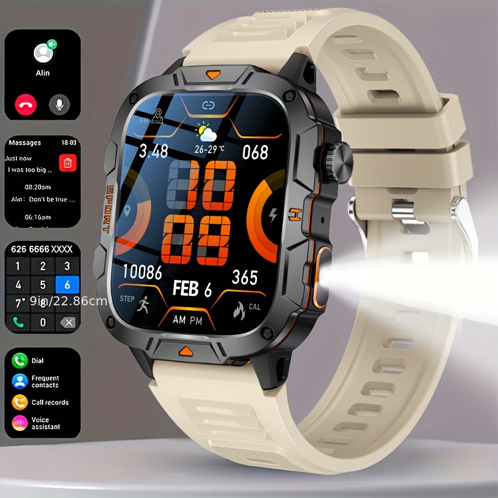 Reloj inteligente LED para deportes al aire libre para hombres, pantalla táctil completa de 4.98cm, llamadas inalámbricas, compatible con Android y iPhone