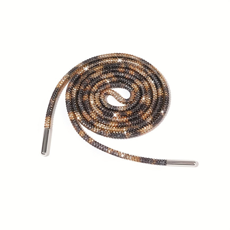 Unisex Rhinestone Shoelaces Solid Color Twist Ribbon DIY Shoe Accessories