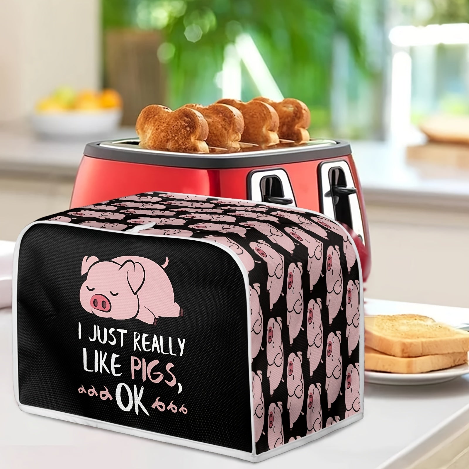 Pig Print Toaster Cover Dustproof Anti-Fingerprint Oil-Resistant Washable Kitchen Protector