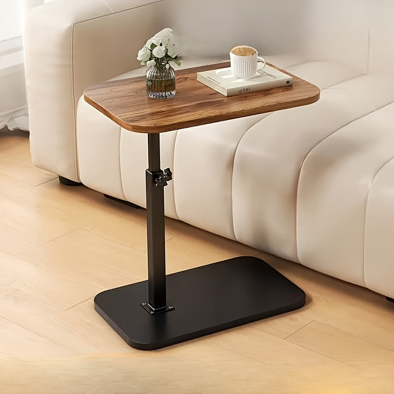 C-Shaped Side Table with Adjustable Height and 360° Swivel for Sofa Bed Bathtub