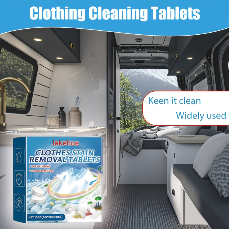 Effervescent Laundry Tablets for Stain Removal and Fabric Softening