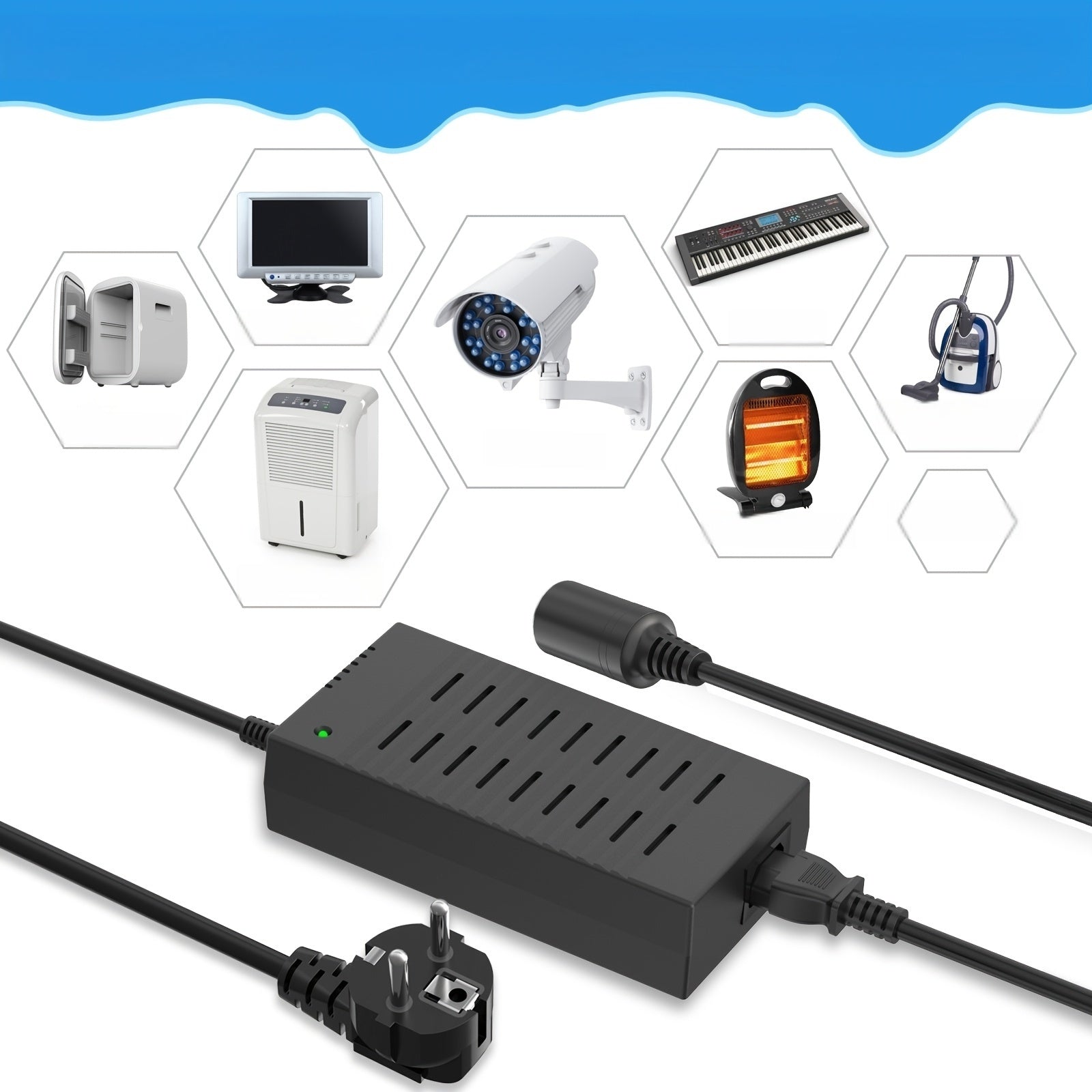 AC to DC Car Charger Adapter 12V Cigarette Lighter Socket Converter 100-240V