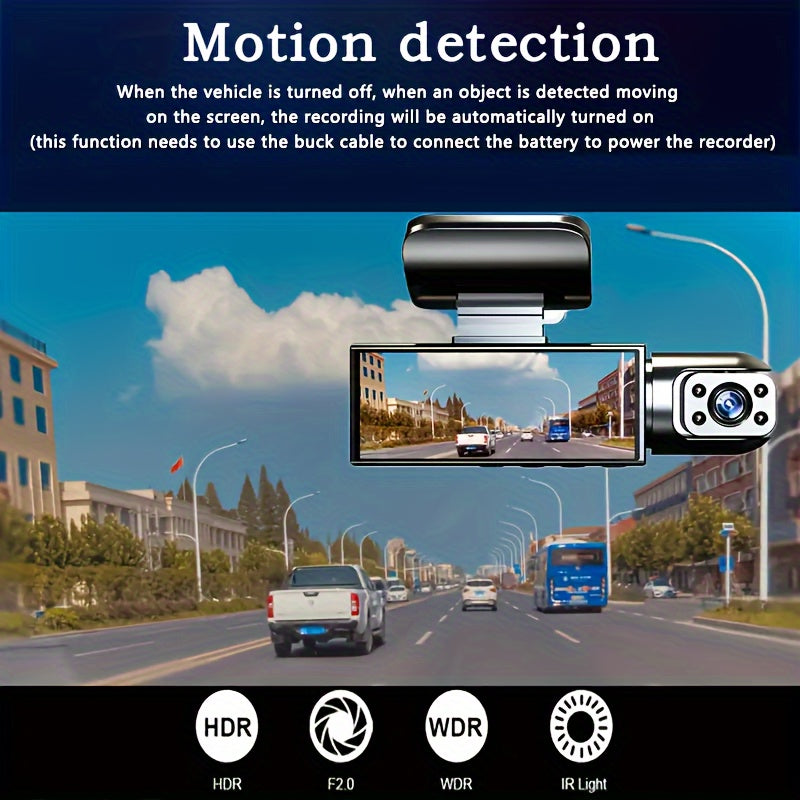 Dual Camera Car Dash Cam 1080P Front 480P Inside Night Vision Wide Angle 8.03cm IPS Screen Optional 32GB SD Card
