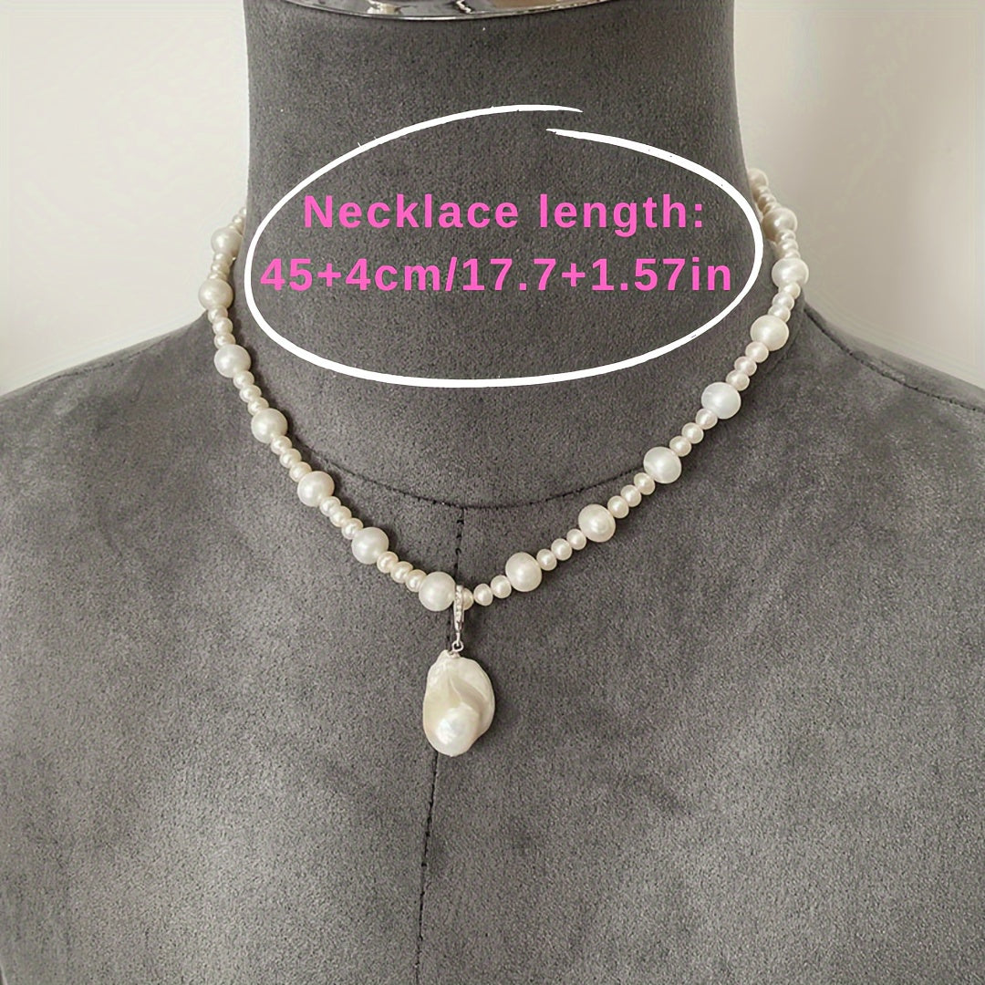Freshwater Pearl Necklace with Adjustable Chain Baroque Style Beads for Special Occasions