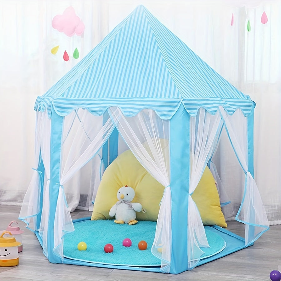 Pink Hexagonal Princess Castle Tent for Kids Indoor Outdoor Play 12M+ Polyester