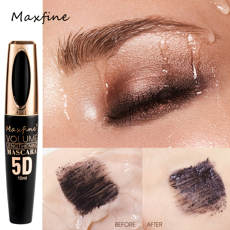 Women Silk Fiber Mascara Black Waterproof Volumizing Lengthening Long Lasting