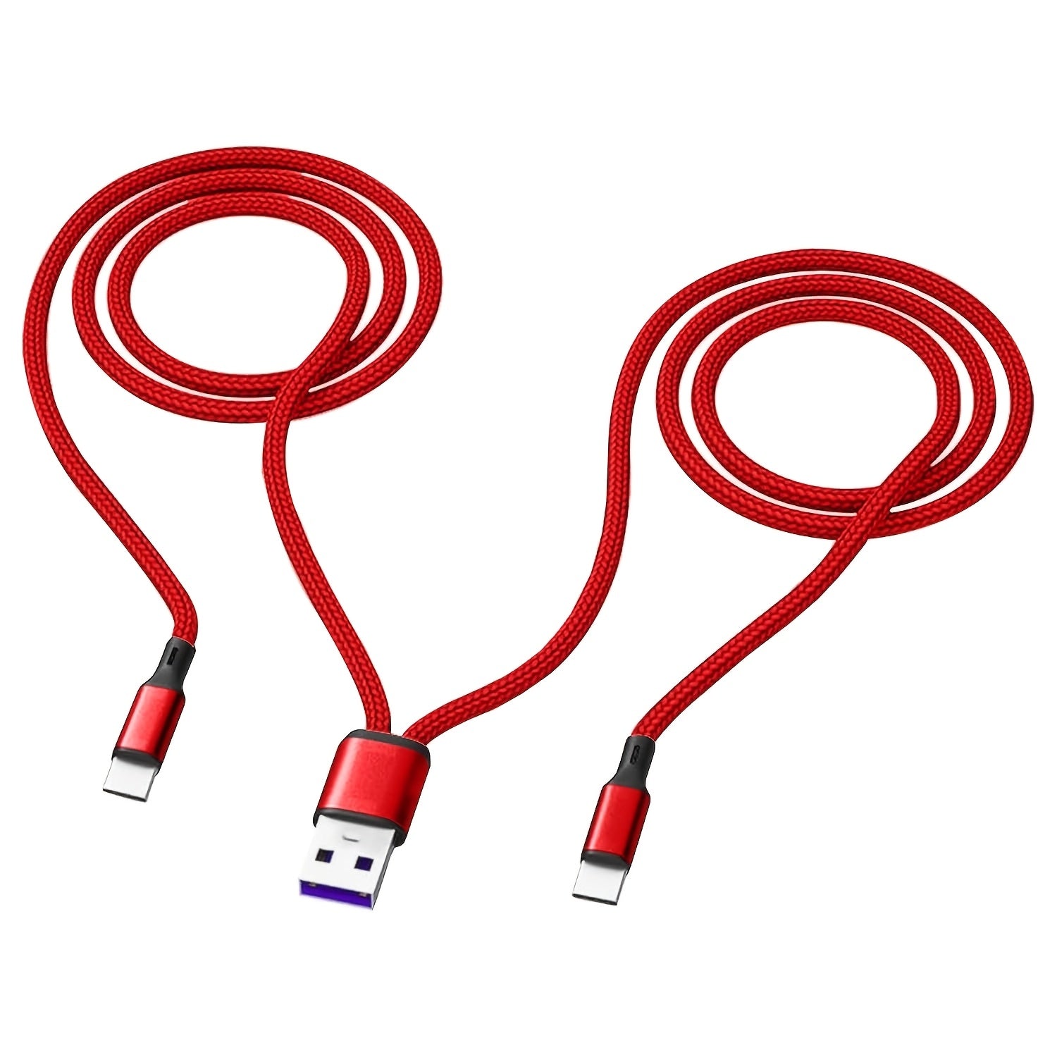 Super Fast Charging USB A to Dual Type-C Data Cable 6A Multi-Functional