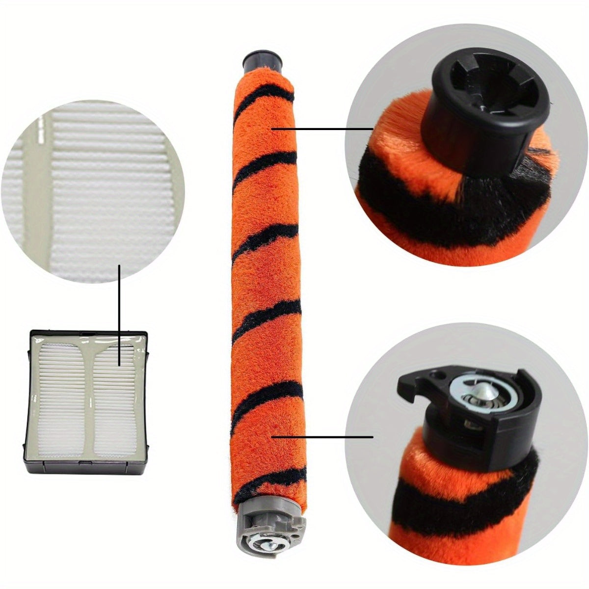 Shark NZ801UK changyutgichi uchun almashtirish qismlari, jumladan asosiy rolik cho'tkasi, yuqori samarali filtr va ko'pik filtrlar.