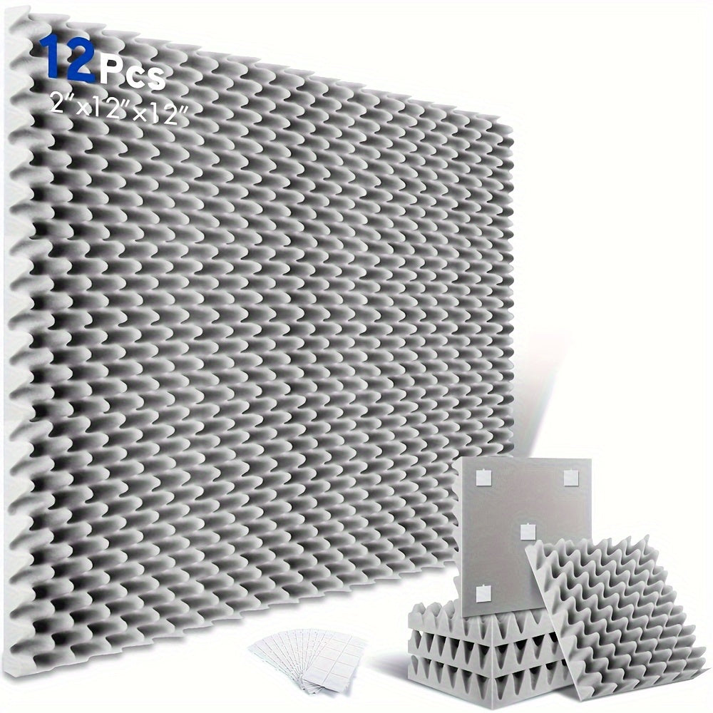12 Pack Acoustic Foam Panels 30x30x5cm Soundproof Egg Crate Wall Sound Absorbing Sponge