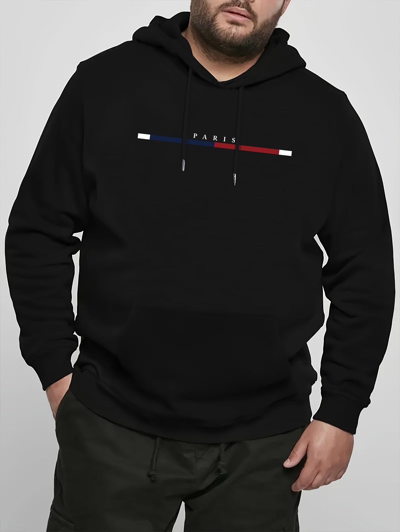 Men's Plus Size Casual Hoodie with Random Print Polyester Knit Long Sleeve Streetwear