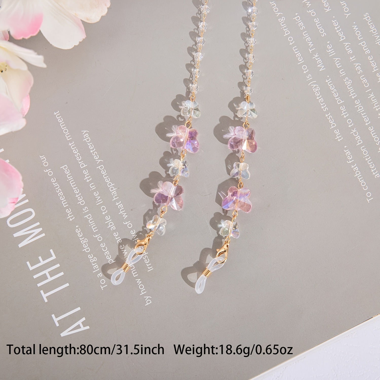 Zarif Kristall Qushlar Ko'zoynak Zanjiri - Ayollar uchun Ko'zoynak va Niqoblar uchun Zamonaviy Sirpanmas Lanyard