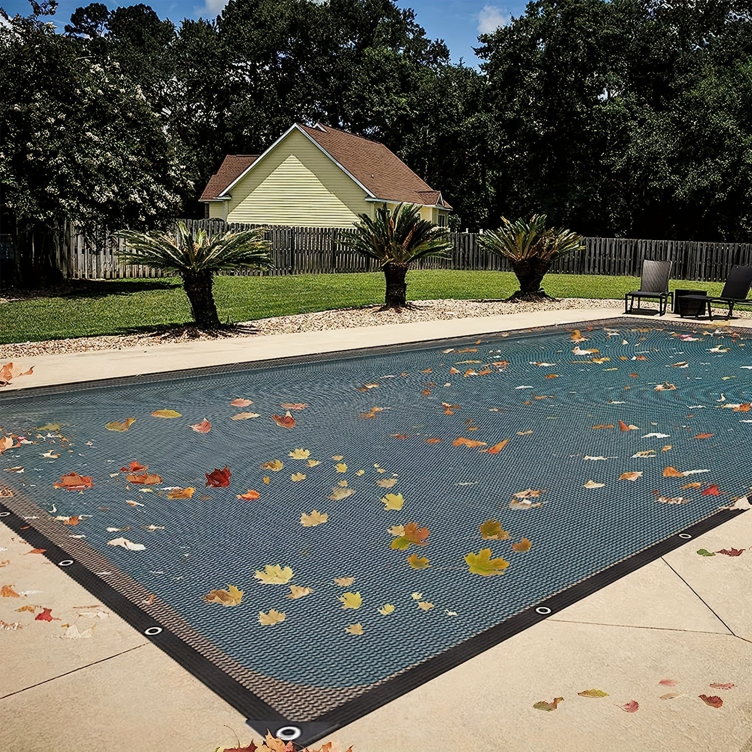 Leaf Net Pool Cover for Underground and Above Ground Pools All-Weather Protection Black 71-80 Shading