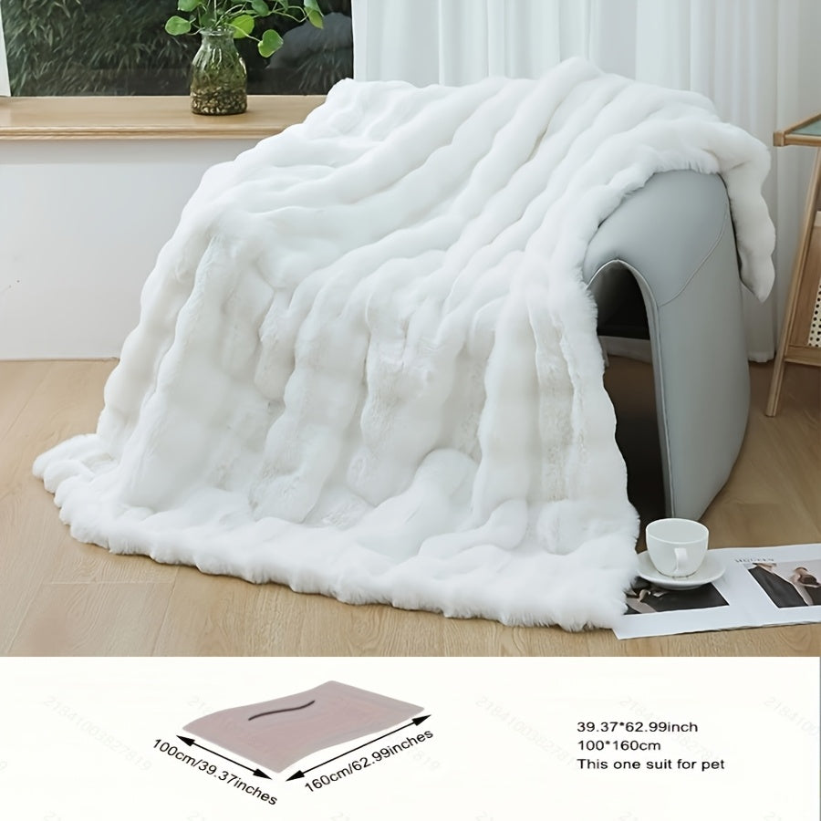 Faux Fur Blanket Double-Sided Tuscany-Inspired Thickened Cozy All-Season Sofa Throw