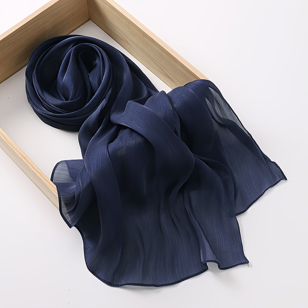 Elegant Organza Scarf with Crinkled Texture Satin Shayla Hijab for Women