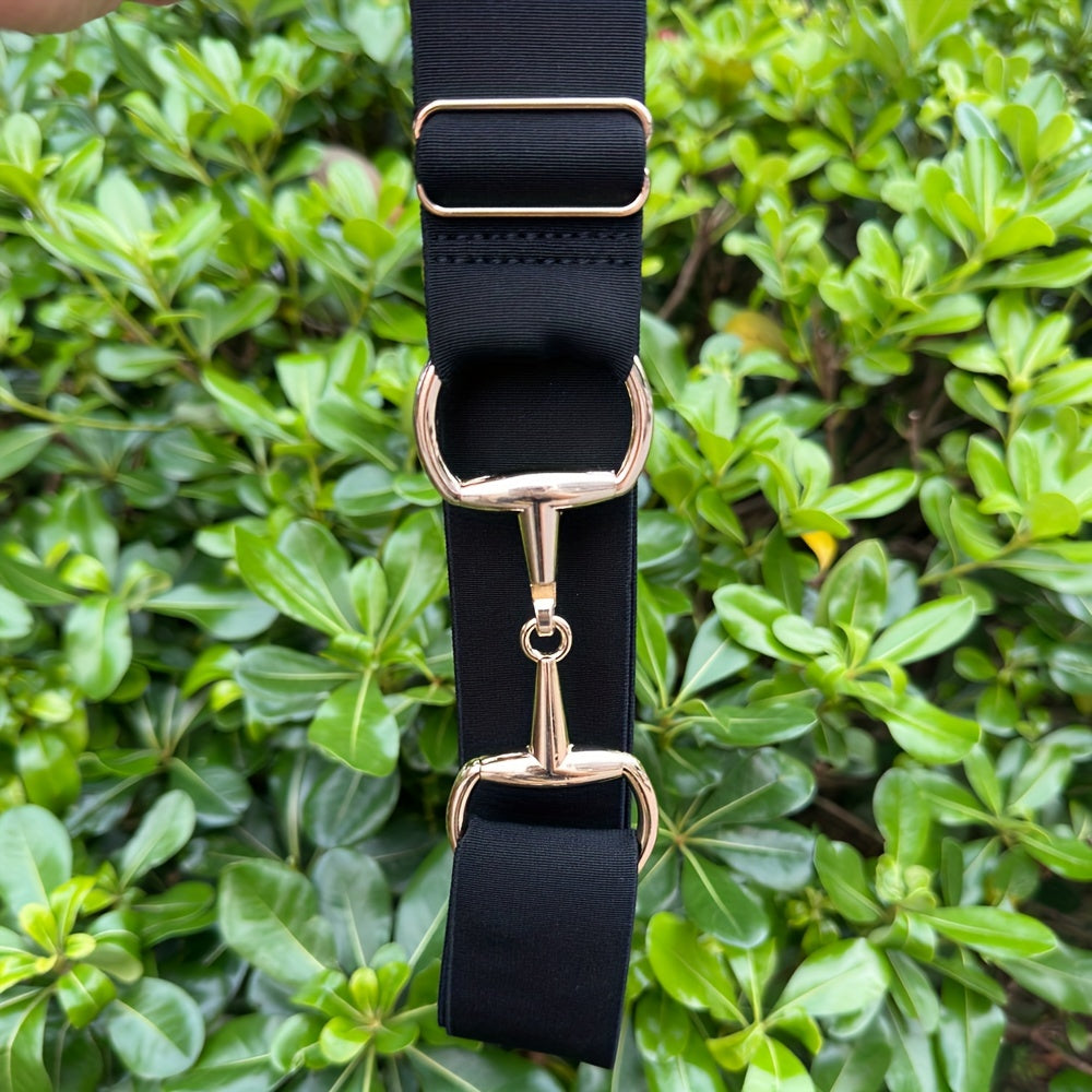 Women's Equestrian Waist Belt with Golden Metal Buckle Fashion Girdle Accessory