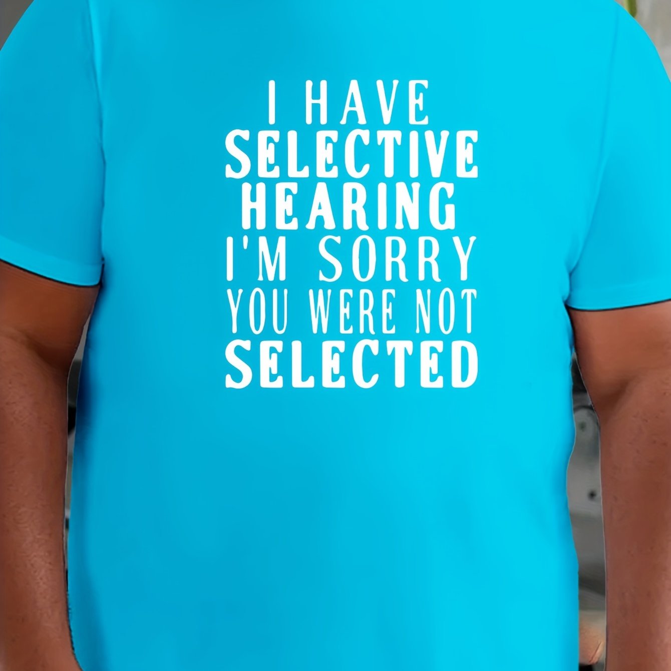 Camiseta de manga corta para hombre talla grande con estampado "I Have Selective Hearing" - camiseta casual de verano