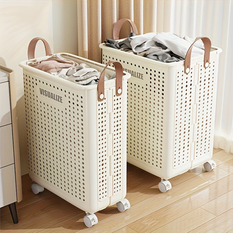 Foldable Laundry Basket with Large Capacity Ceramic White Cream for Home Storage
