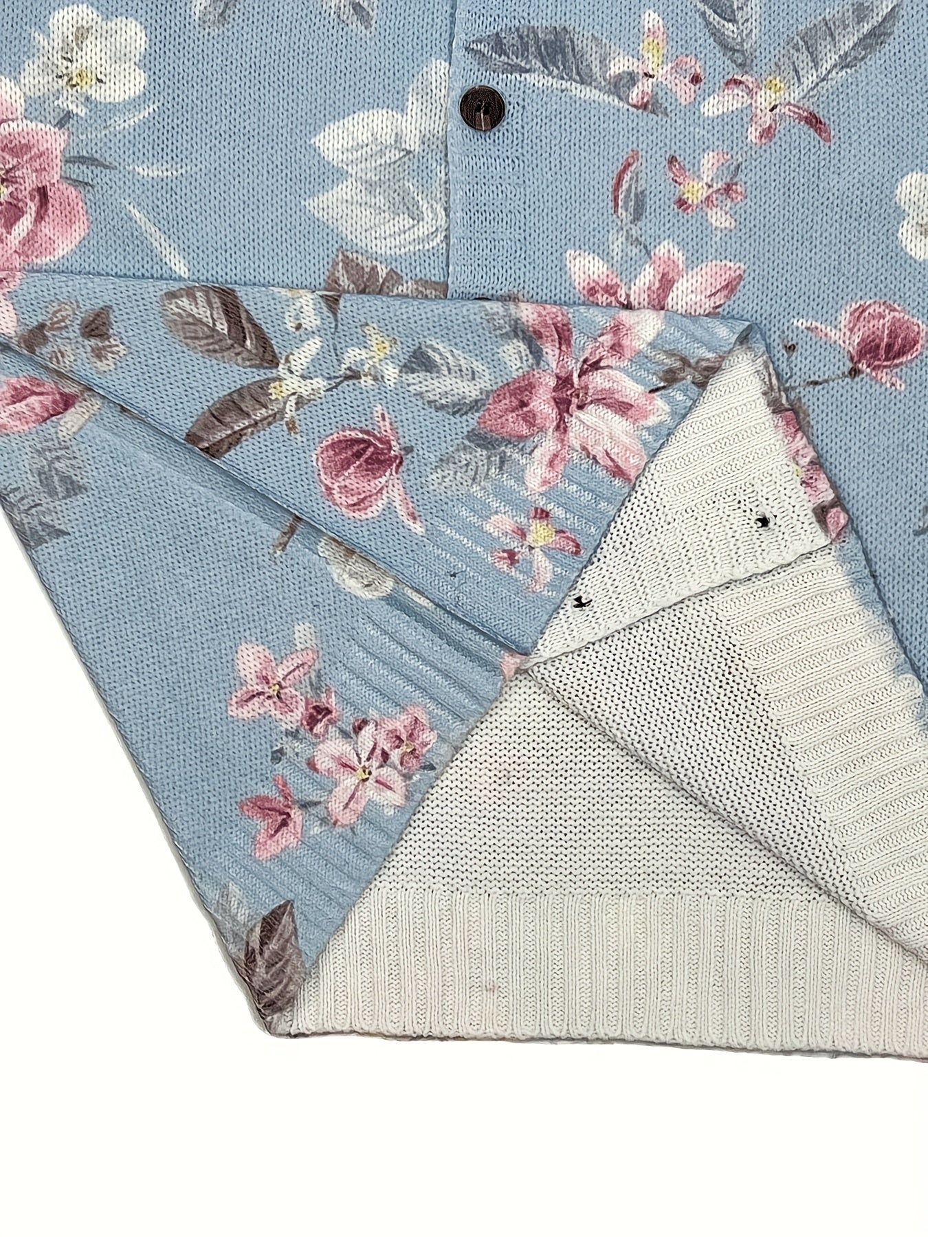 Plus-Size Floral Print Cardigan Long Sleeve Open Front Sweater for Spring Autumn