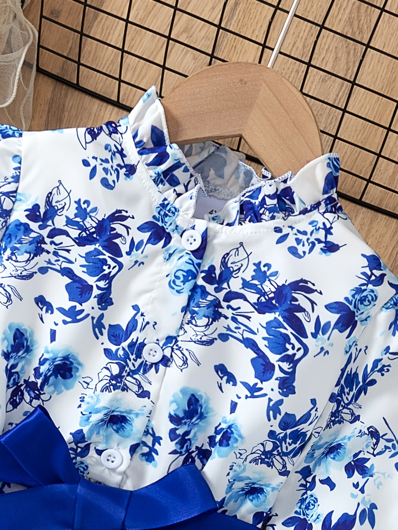 Девочкиный трехкомпонентный комплект с цветочным принтом и пряжкой для пояса, длинные штаны, для весны и осени