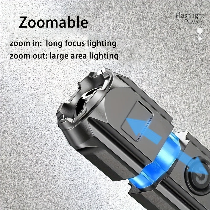 Portable Rechargeable Telescopic Flashlight with Zoom for Outdoor and Home Use