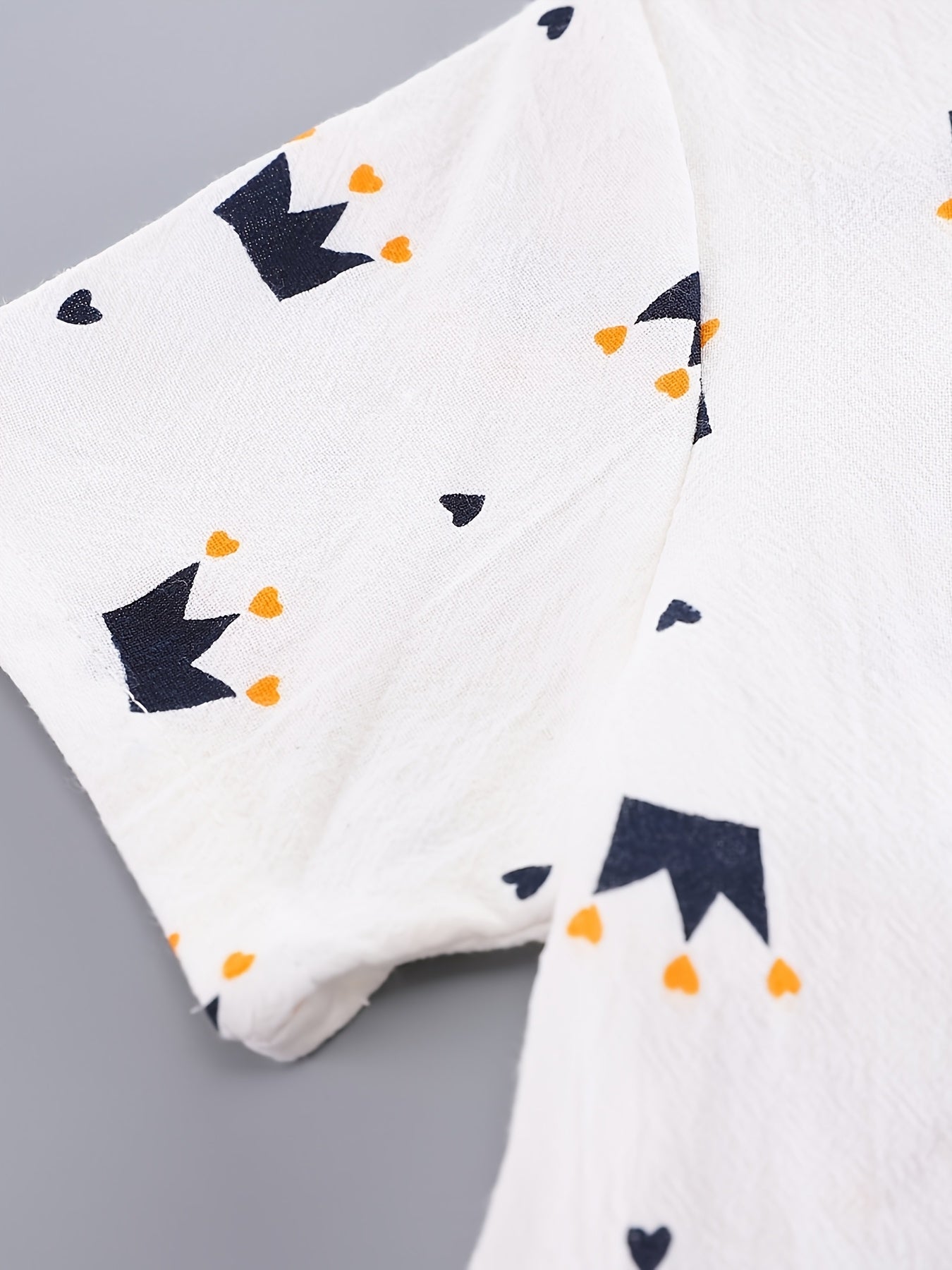 Boys Short Sets Cotton Geometric Crown Print Summer Casual Woven 12 and Under