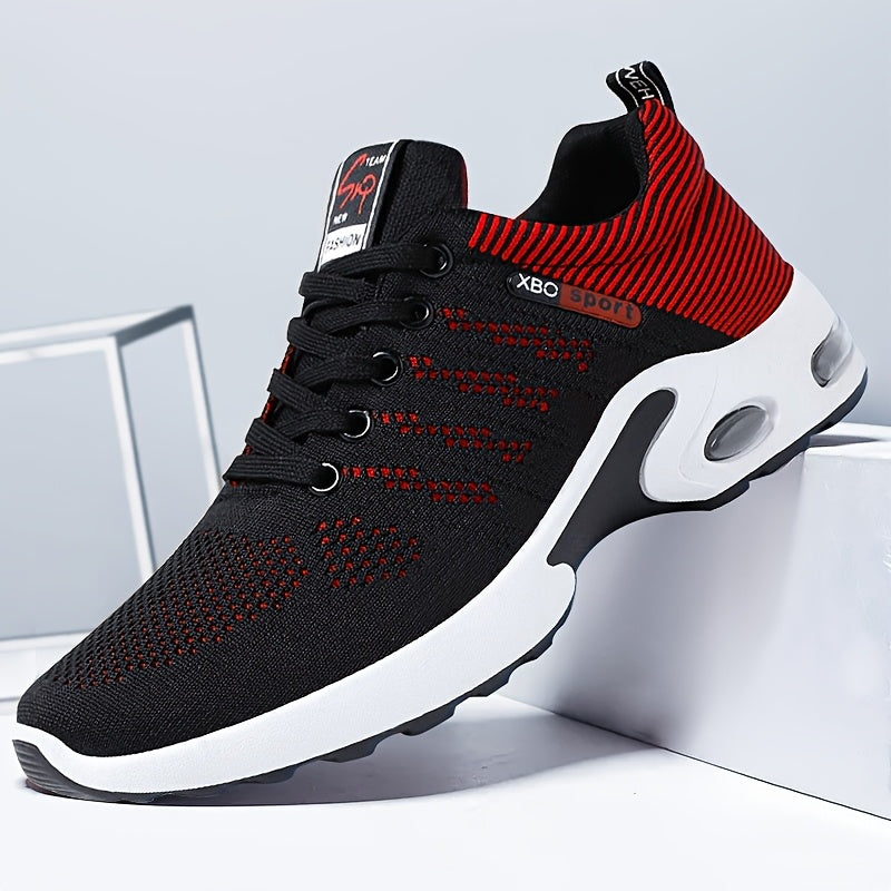 Men's Breathable Running Shoes Lightweight Knit Shock Absorption Anti-Slip Low-Top Sneakers