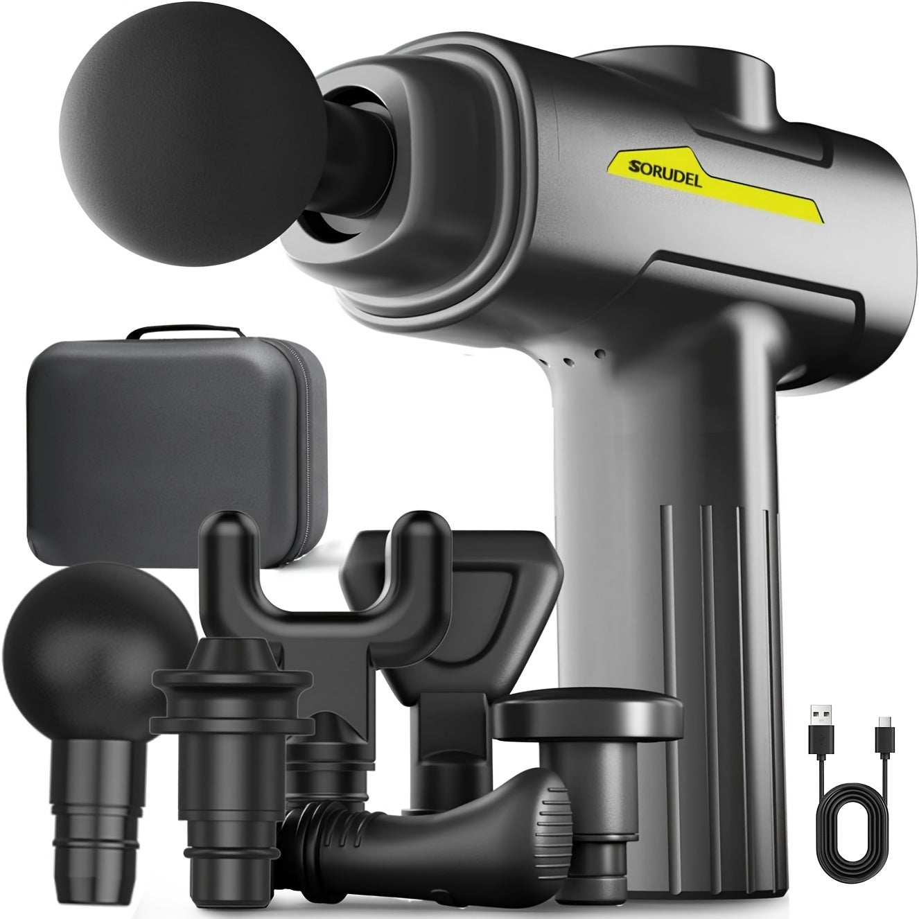 Deep Tissue Massage Gun with 8 Heads 6 Speeds Rechargeable Handheld Electric Muscle Massager