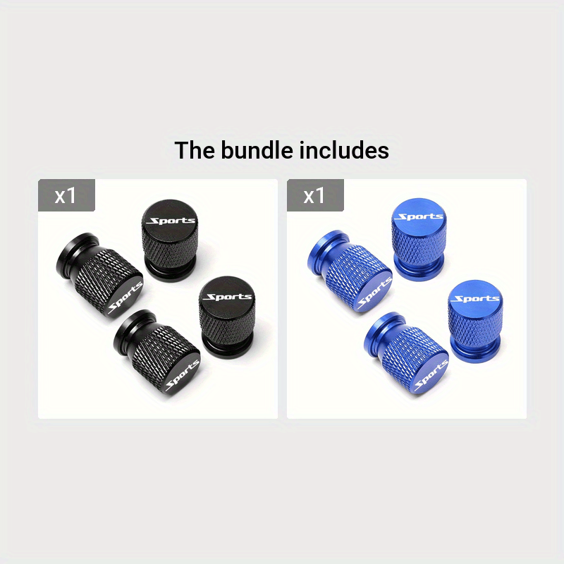 Set of 4 Aluminum Gold Tire Valve Caps Leak-proof Corrosion-resistant for Cars Bikes