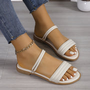 Women's Bohemian Slide Sandals Open Toe Flat Heel Summer Beach Shoes