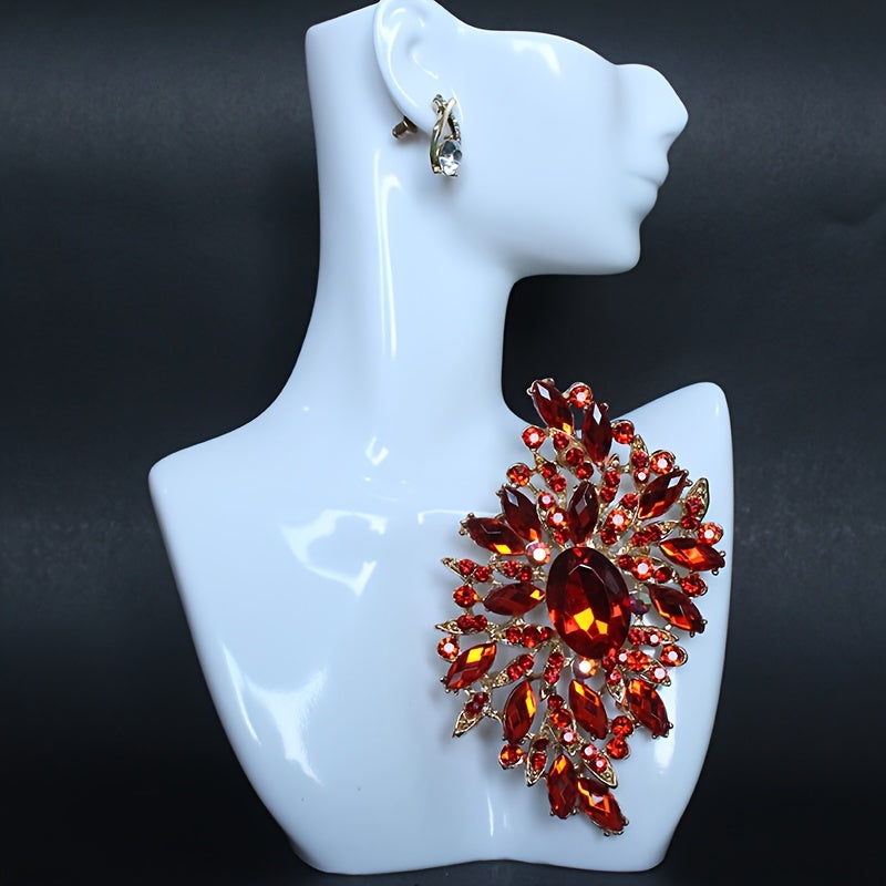 Flower-Shaped Rhinestone Brooch for Women's Attire Stylish Jewelry Accessory