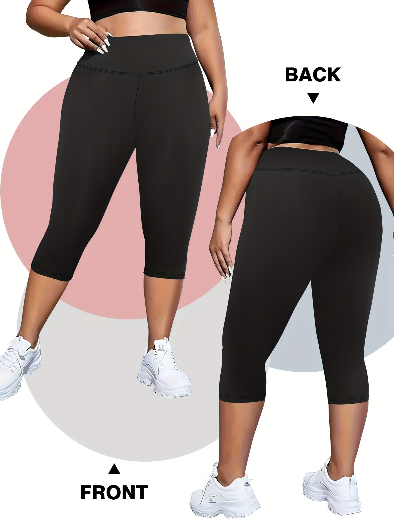 Women's High Waist Skinny Pants 3-Pack Solid Polyester 3/4 Length