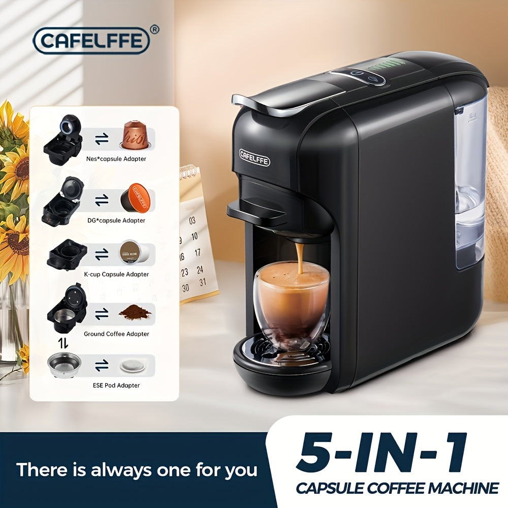 5-In-1 Capsule Coffee Maker Fully Automatic with Ground Coffee for Home Office