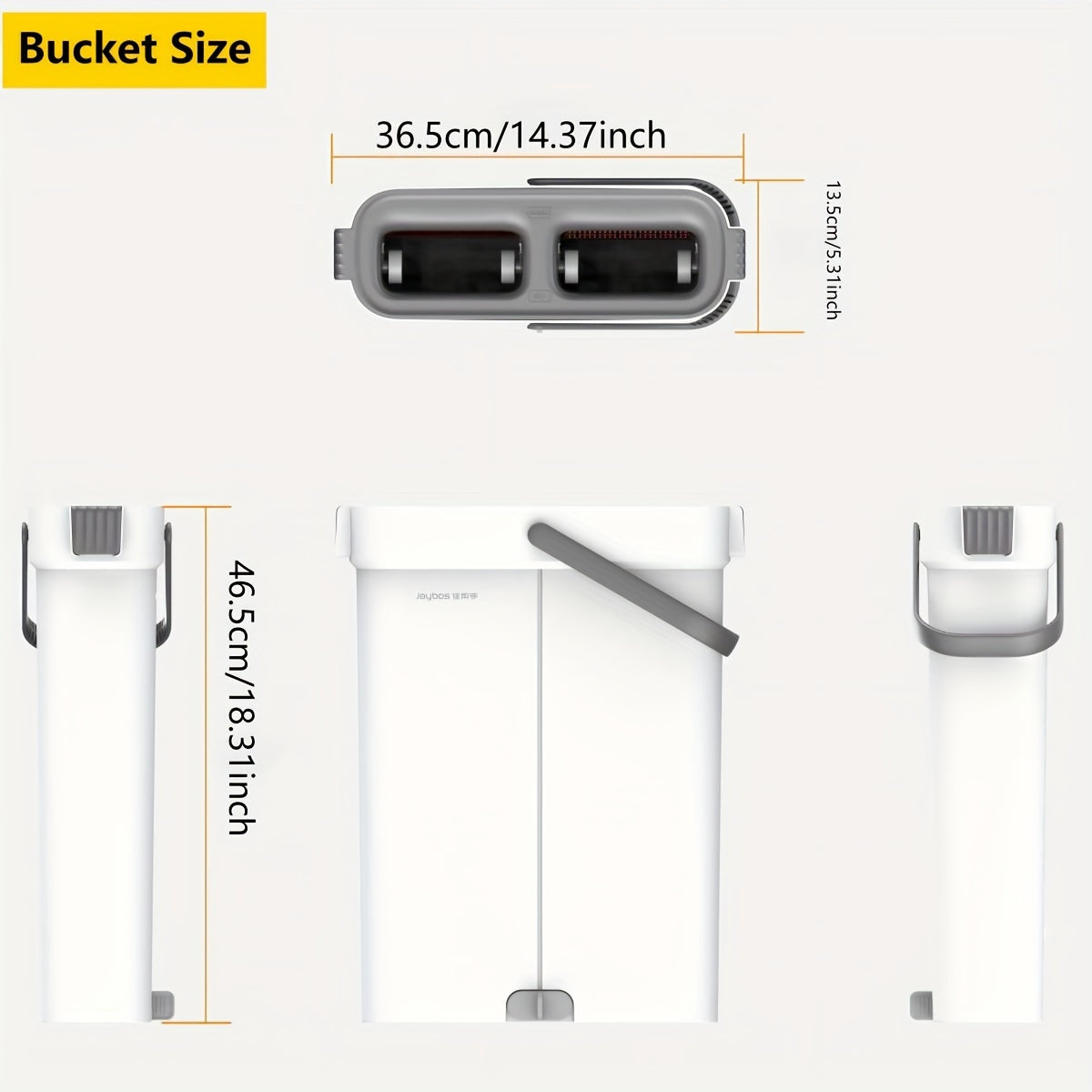 Mopa de exprimido sin manos con escurridor, sistema de cubo plano, mango de 360°, almohadillas de microfibra