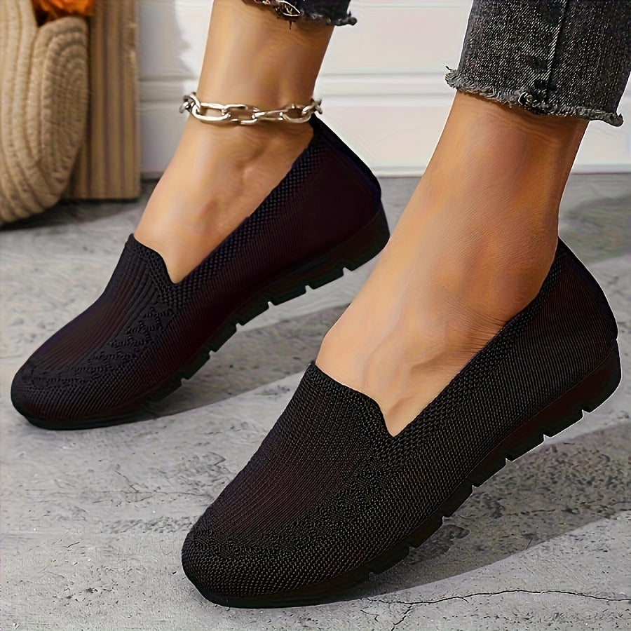 Women Knit Slip-On Loafers Lightweight Breathable Casual Shoes