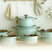 13.7 Qt Stainless Steel Soup Pot Mint Green Induction Compatible Dual Handles