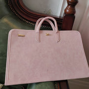 Pink Faux Leather Laptop Sleeve with Handle for Notebook Protection