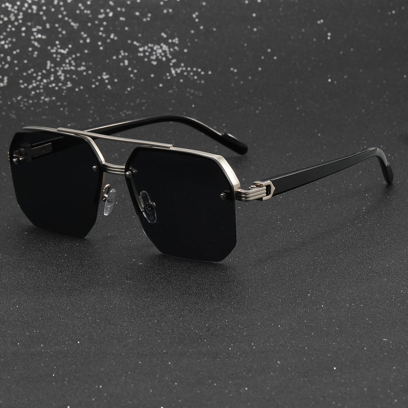 Men's Pilot Glasses Metal Frame Half-Rim Flat Top Business Casual Polycarbonate Lenses