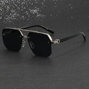 Men's Pilot Glasses Metal Frame Half-Rim Flat Top Business Casual Polycarbonate Lenses