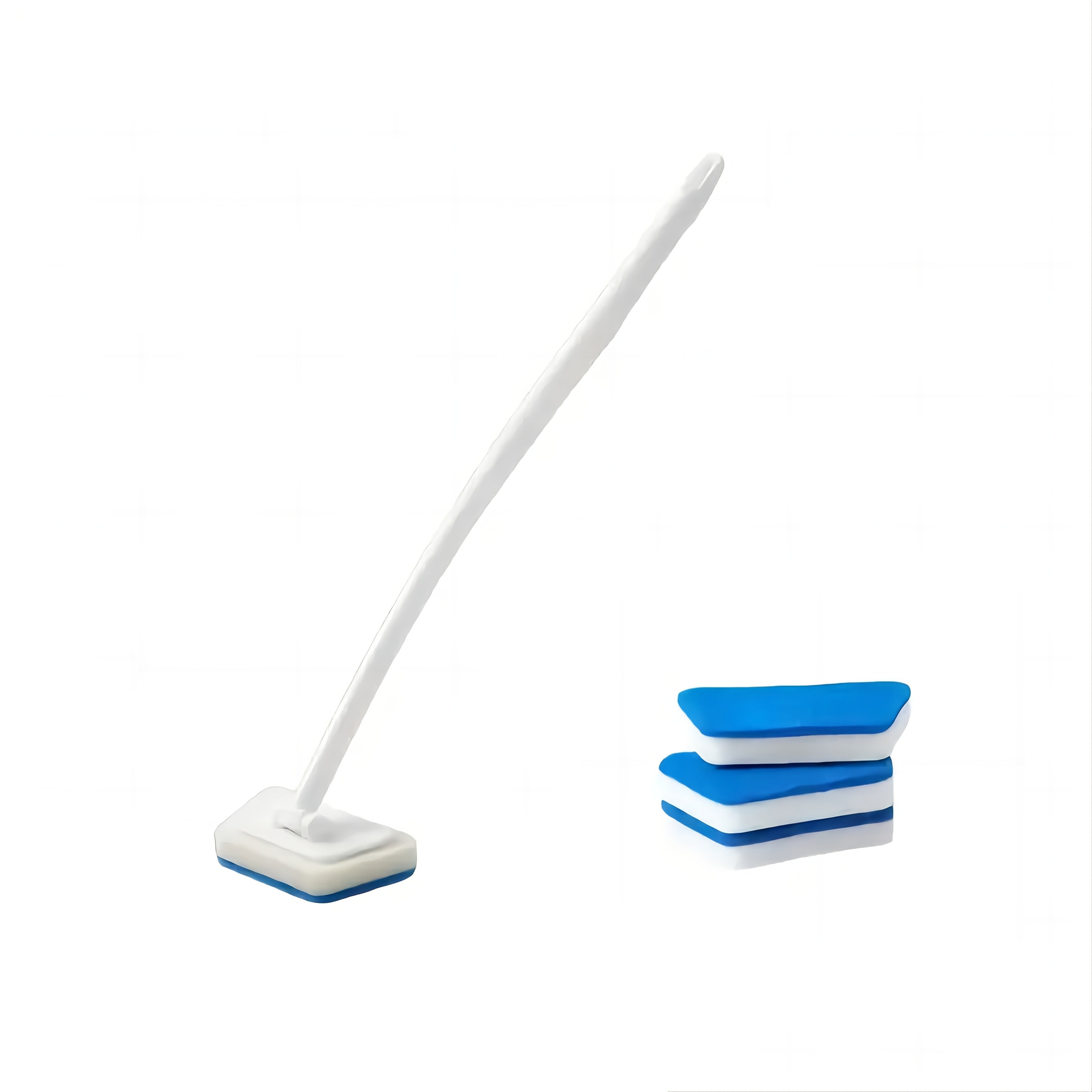 Long-Handled Bathroom Brush for Tiles Bathtubs and Floors Removable Head