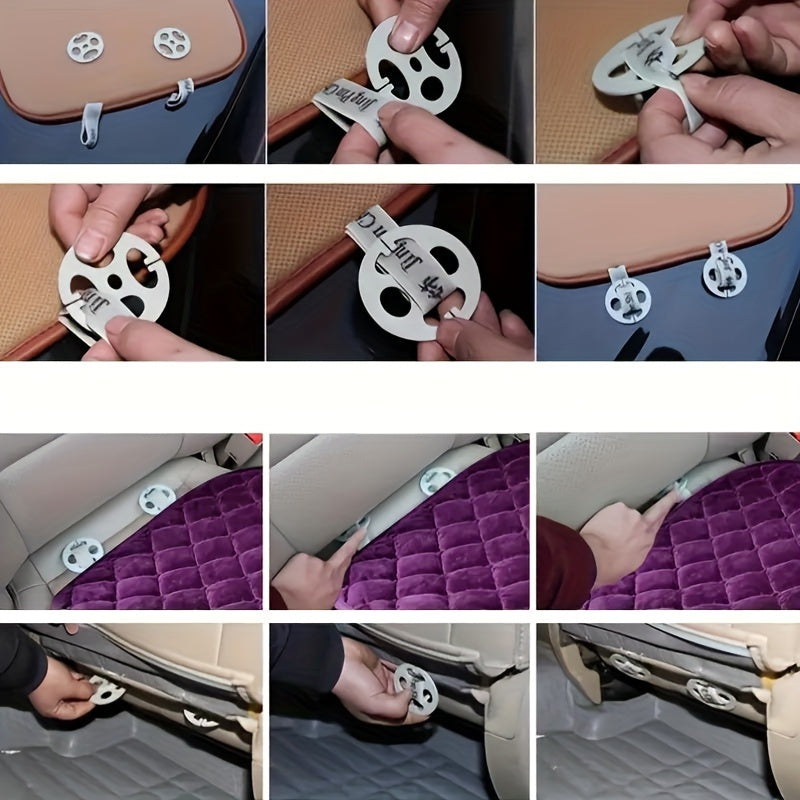 Car Seat Cushion with Sponge Filling Breathable Non-Slip Lightweight All-Season Beige Quilted