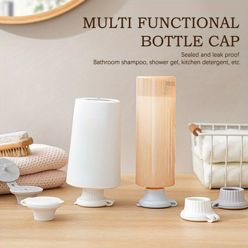 3pcs Leak-Proof Inverted Bottle Caps with Golden Accents for Shampoo and Detergent Bottles